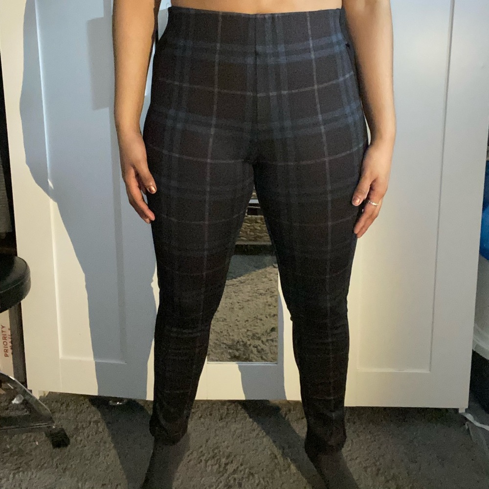 High waisted plaid pants